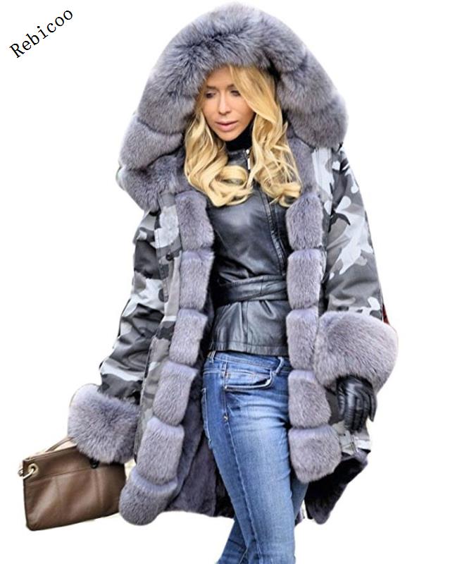 Faux Fur Hooded Parka Coat