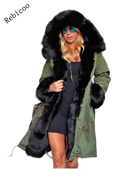 Faux Fur Hooded Parka Coat