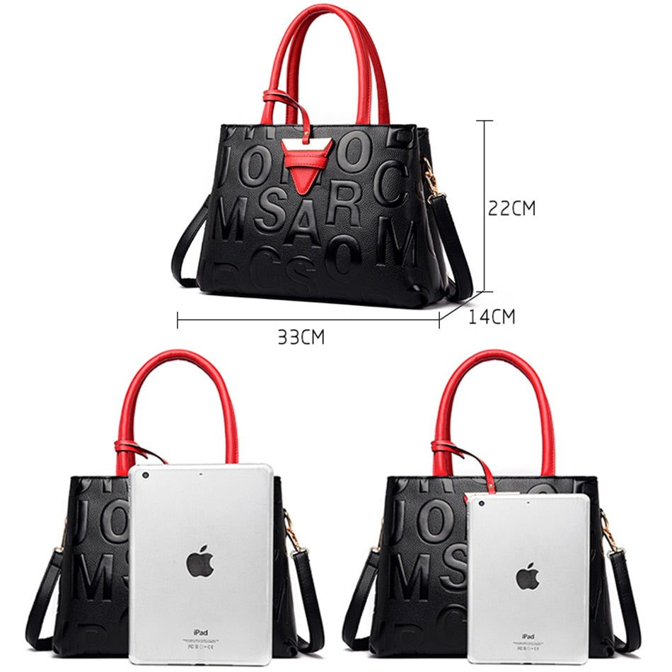 Two Strap Lettered Fashion Tote Bag